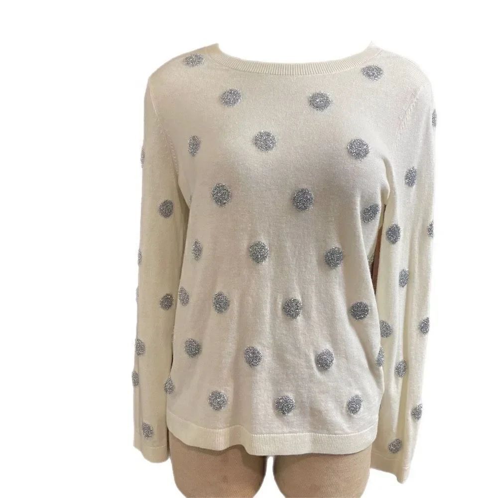 Talbots Polka Dot Lambswool Sweater Size Medium